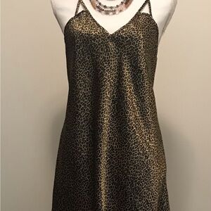 Leopard Print Satin slip with Spaghetti Straps like new